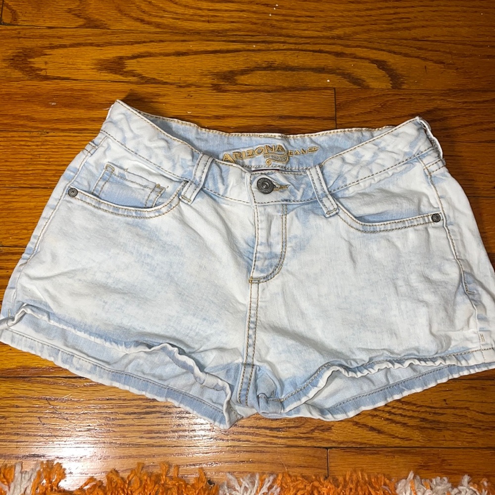 White wash jean shorts